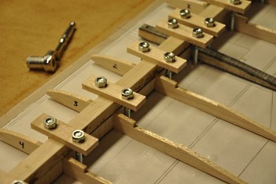 Closeup of spar clamping on the Wing Jig.